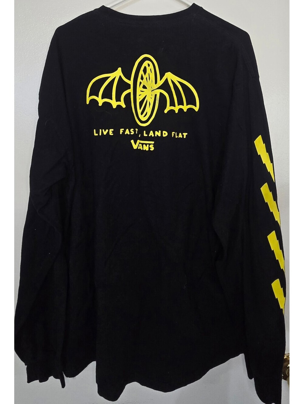 Vans Larry Edgar BMX Live Fast Land Flat Long Sleeve Shirt XL Black Yellow